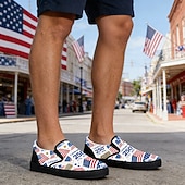  Patriottische sneakers voor heren ter ere van het 250-jarig jubileum – rood, wit en blauw ontwerp met de Amerikaanse vlag, comfortabele instapschoenen om de Onafhankelijkheidsdag en nationale evenementen te vieren.
