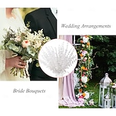 baratos Flor artificial-24 hastes artificiais de eucalipto branco, folhas e galhos de eucalipto de 38 cm (15 polegadas) para buquê de casamento e decoração de casa.
