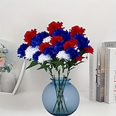 levne Umělé květiny-5 balení hřbitovních květin na hrob, 7 hlav, umělé červené, modré, bílé, šeříkové, vlastenecké, umělé hedvábné květiny na hřbitov, Den veteránů, dekorace na stůl ke Dni nezávislosti, 4. července