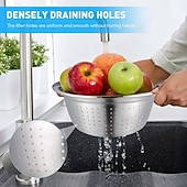 voordelige Fruit- &amp; Groentebenodigdheden-3-delige roestvrijstalen keukenset met geïntegreerde hakmolen, multifunctioneel filter en mengkom, ideaal voor het schoonmaken en snijden van fruit, groenten en kaas, perfect voor thuis koken,