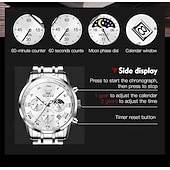 abordables Relojes de Cuarzo-Nuevo reloj de negocios para hombre de la marca Olevs con pantalla luminosa, función de cronómetro, calendario, indicador de 24 horas, reloj de cuarzo multifuncional, informal y moderno, resistente al