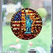  4 stuks 4 juli stickers, onafhankelijkheidsdag botsingswaarschuwing sticker dubbelzijdig gekleurd elektrostatisch raamsticker (verwijderbaar)