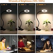 preiswerte Leselampen-1 LED-Klemmleuchte, 48 LEDs, 3 Farbmodi, Helligkeit einstellbar, flimmerfrei, augenschonend, 5V USB-Stromversorgung, geeignet für Arbeitszimmer, Büro, Nachttisch, Live-Stream-Beleuchtung