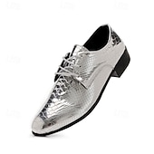 זול נעלי דרבי-נעלי ערב מטאליות לגברים בצבע תנין מוזהב - נעליים רשמיות מבריקות למסיבות, חתונות ואירועי מועדוני לילה