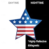  Amerikanische Unabhängigkeitstagsflagge, Sterne, magnetische reflektierende Autoaufkleber, Kühlschrankaufkleber, DIY-Feiertagsdekorationsaufkleber
