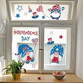  מדבקות קיר ליום העצמאות ה-4 ביולי, מדבקות קיר גמדים פטריוטיות עם כוכבים ופסים, קישוטים אדומים, לבנים וכחולים לקישוטים למסיבות בבית, לכיתה, משרד, חדר ילדים