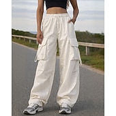  בגדי ריקוד נשים מכנסיים רחבים מכנסי קרגו מכנסי ריצה שרוך כיס מותניים גבוהים תחתיות חדר כושר בגדי ספורט ומנוחה אִמוּן אביב סתיו נושם כושר אמון חוץ ריצה מונח בצורה רפויה בגדי ספורט לבוש אקטיבי אחיד