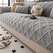 abordables Funda para silla de comedor-Funda de sofá de felpa gruesa de invierno antideslizante, protector de cojín para sofá, resistente a las mascotas y antiarañazos, funda para muebles