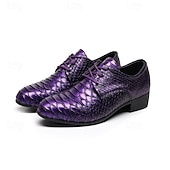economico Scarpe Derby-scarpe eleganti da uomo in similpelle con stampa serpente arancione brillante, sneakers alla moda con punta affilata e lacci per locali notturni, feste e audaci dichiarazioni di moda