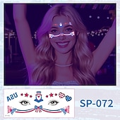  15 Pcs Independence Day Fluorescent Facial Tattoo Patch, American Party Festival Event Waterproof Sweat Disposable Makeup Face Patch