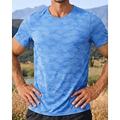 billiga Löpar-T-shirts och linnen-Herr Kamuflasje T-shirt för jogging Kompressionströja Atletisk skjorta Sport topp Sommar Kortärmad Snabb tork Fuktabsorberande Andningsfunktion Gymträning Gång Joggning Blå Svart Mörkblå Sportkläder