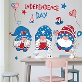  מדבקות קיר ליום העצמאות ה-4 ביולי, מדבקות קיר גמדים פטריוטיות עם כוכבים ופסים, קישוטים אדומים, לבנים וכחולים לקישוטים למסיבות בבית, לכיתה, משרד, חדר ילדים