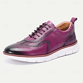 billiga Premium sneakers i läder-Herrskor i äkta läder, trendiga lila finskor, unik design för bröllop och speciella tillfällen