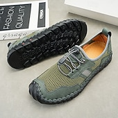 cheap Casual Lace-Up Shoes-Men's Faux Leather Green Outdoor Water Shoes, Breathable Quick-Dry Sports Footwear for Hiking, Beach and Summer Adventures
