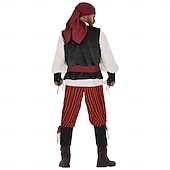 economico Outfit-Set Retrò Vintage Medievale Rinascimento Pantaloni Copricapo Gilet con accessori Lunghe Pirata Girocollo Costume Per uomo Halloween Carnevale Fiera Rinascimentale LARP Adulti Gilet Camicia Pantaloni