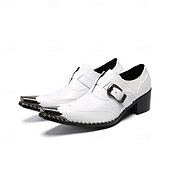Χαμηλού Κόστους Κλασικά Παπούτσια-Ανδρικά λευκά επίσημα παπούτσια από γνήσιο δέρμα, μοντέρνα παπούτσια με αγκράφα για γάμους, πολυτελή υποδήματα για γαμπρό και καλεσμένους σε γάμο