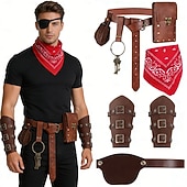 abordables Accessoires et plus-Médiéval Renaissance Costume élégant Accessoires Pirate Viking Déguisement Homme Viking Pirate Halloween Carnaval Performance LARP Foire de la Renaissance Adulte Bracelet Ceinture Eye Patch