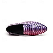 halpa Loafers-Miesten vihreät ja ruskeat käärmekuvioiset nahkaiset loaferit, slip-on-muodinmukaiset kengät yökerhoihin, juhliin ja rohkeisiin muotilausuntoihin