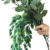 levne Umělé rostliny a zeleň-3 ks umělých girland z ananasové révy, 5-stonkové matné růžové umělé zelené révy, umělé závěsné rostliny do domácnosti &amp;svatební dekorace