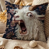 preiswerte Kissen, Einsätze und Abdeckungen werfen-Kissenbezug mit schreiender Ziege, 45 x 45 cm, lustiger Ziegenkissenbezug, 2D-Flachdruck mit verrücktem Tiermotiv, witzige Sofa-Deko, Kissenbezug für Zuhause oder Studentenwohnheim