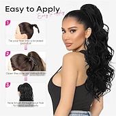 cheap Ponytails-Ponytail Extension, 18" Claw Clip Ponytail Extension Wavy Ponytails Hair Extensions Jaw Clip on Pony Tails Natural Synthetic Hairpiece for Women Daily, Dark Ash Blonde with Golden Ends 18 Inch