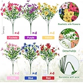 cheap Artificial Flower-24 Bundles Artificial Flowers for Outdoors Fake Silk Flowers UV Resistant Faux Plastic Plants for Spring Summer Garden Porch Window Box Table Vase Home Indoor Outdoor Decoration, Mixed