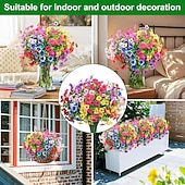 cheap Artificial Flower-24 Bundles Artificial Flowers for Outdoors Fake Silk Flowers UV Resistant Faux Plastic Plants for Spring Summer Garden Porch Window Box Table Vase Home Indoor Outdoor Decoration, Mixed