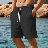 economico Pantaloncini casual-Per uomo Nido d'ape Shorts Pantaloncini Estivi Shorts da Spiaggia Coulisse Elastico in vita Gamba Dritta Semplice Comodità Morbido Lunghezza al ginocchio Quotidiano Spiaggia Moda Chic &amp; Moderno Blu