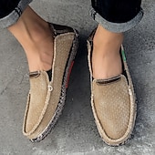 preiswerte Slipper Schuhe-Graue Herren-Slipper aus Canvas, leichte und bequeme Loafer für den täglichen Weg zur Arbeit, Wochenendausflüge und den Alltag.