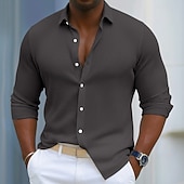 cheap Men's Button Up Shirts-Men's Shirt Corduroy Shirt Button Up Shirt Blue Black White Navy Blue Purple Long Sleeve Plain Turndown Casual Daily Button-Down Clothing Apparel Polyester Fashion Streetwear Classic Casual