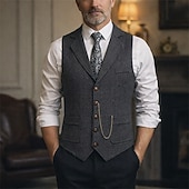 cheap Men's 1920s Costumes-Classical 1920s Retro Vintage Vest Waistcoat The Great Gatsby Groomsmen Fancy Dress Men's Carnival Masquerade Prom Party Wedding Adults' Vest Spring Fall