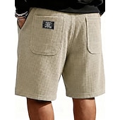 abordables Shorts décontractés-Homme Gauffré Shorts d'été Shorts de plage Cordon de serrage Taille Élastique Jambe Droite Uni Confort Doux Longueur Genou Quotidien Plage Mode Chic &amp; Moderne bleu marine Non Elastique