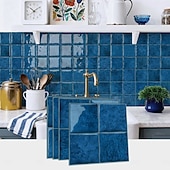abordables Pegatinas de pared-Paquete de 10 paneles decorativos de pared 3D, azulejos de vinilo vintage de epoxi para salpicadero de cocina, adhesivos autoadhesivos despegables, aptos para cocinas, baños, lavanderías y vehículos