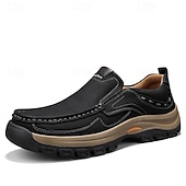 economico Scarpe Casual Slip-On-scarpe da trekking resistenti da uomo in similpelle, marroni, perfette per avventure all'aria aperta e viaggi informali