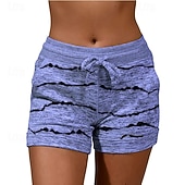 preiswerte Sportliche Shorts-Damen Jogginghose Chinos Shorts Urlaub Mode Streetwear Kurz Hohe Taille Gestreift Elastischer Bund Drucken Bequem Komfort Weich Dehnbar Outdoor Urlaub Straße Blau Hellgrau Königliches Blau Purpur
