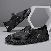 levne Pohodlné sandály-Pánské hnědé sandály z umělé kůže na suchý zip, stylová a nastavitelná outdoorová obuv pro běžné nošení v létě a dovolenou na pláži