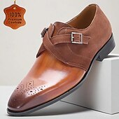 cheap Classic Dress Shoes-Men's Genuine Leather Double Monk Strap Formal Shoes, Elegant Design for Weddings, Special Events and Professional Wear