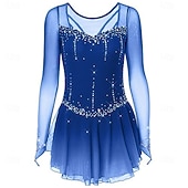 abordables Vestidos de Patinaje Artístico-Vestido de patinaje artístico Chica Patinaje Sobre Hielo Vestidos Negro Blanco Amarillo Retazos Costura asimétrica Elástico Entrenamiento Competición Ropa de Patinaje Clásico Cristal / Strass Manga