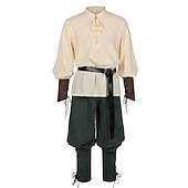 tanie stroje-Średniowieczne Renesansowa Wymyślny kostium Długie rękawy Pirat Wiking Strój na bal maskowy Męskie Wiking Piracki Halloween Karnawał Spektakl LARP Ren Faire Dla dorosłych Koszula Spodnie Pas