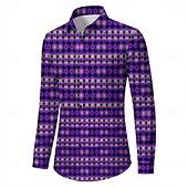 voordelige Bovenkanten-Retro Vintage 1970s Shirt Aloha Shirt Long Sleeves Hippie Geometric Fancy Dress Men's Masquerade Music Festival Party Daily Wear Adults' Shirt