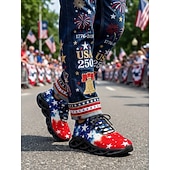  Verenigde Staten 250e Verjaardag Heren America Atletische Sneakers - USA Vlag Print Lichtgewicht Hardloopschoenen Gevoerde Zool Patriottische Trainers voor 4e Juli Vieringen Parades