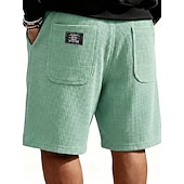 abordables Shorts décontractés-Homme Gauffré Shorts d'été Shorts de plage Cordon de serrage Taille Élastique Jambe Droite Uni Confort Doux Longueur Genou Quotidien Plage Mode Chic &amp; Moderne bleu marine Non Elastique