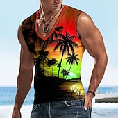 Χαμηλού Κόστους Tropická trička na dovolenou-Ανδρικά Ηλιοβασίλεμα Μπλουζάκι Αμάνικο Κοντομάνικη μπλούζα 3D εκτύπωση Λαιμόκοψη V Πουκάμισο Τροπικό Υπαίθριο Διακοπές Χαβανέζα Θαλασσί Ρουμπίνι Βυσσινί Καλοκαίρι Άνοιξη Ρούχα Τ M L XL XXL XXXL