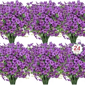 cheap Artificial Flower-24 Bundles Artificial Flowers for Outdoors Fake Silk Flowers UV Resistant Faux Plastic Plants for Spring Summer Garden Porch Window Box Table Vase Home Indoor Outdoor Decoration, Mixed