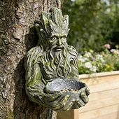 billiga Utomhusvägghängningar-forntida trädformad fågelmatare skulptur, nyckfull trädgubbe utomhus trädgårdsdekor med dold nyckelhålshängare, hartsmaterial, perfekt för fåglar, terrass innergård &amp;magisk trädgårdsgåva