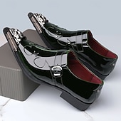 economico Mocassini-mocassini neri da uomo con fibbia decorativa, design elegante per occasioni formali, matrimoni ed eventi speciali