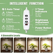 baratos Luz LED Ambiente-Luminária de cultivo LED circular com 1/2/3/4 LEDs, 48 LEDs, temporizador de 3/9/12 horas, 3 modos de cor, brilho ajustável, alimentação USB 5V, ideal para plantas de interior, hidroponia, hortaliças