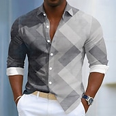 abordables Forme Géométrique-Homme Géométrique Dégradé de Couleur Art abstrait Chemise Chemise Boutonnée manche longue Mode Décontractée Quotidien Extérieur Vêtements de rue Printemps Automne Col Rabattu Impression 3D Chemise en