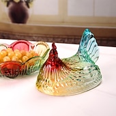 baratos Arrumação de Cozinha-Potes de vidro cristal reutilizáveis em formato de galinha com tampas, ideais para guardar doces, frutas secas, salgadinhos ou como decoração de mesa. Também podem ser usados como prato para servir