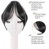 cheap Bangs-Bangs Hair Clip in Bangs Fringe with Temples Hairpieces for Women Hair Bangs Extension for Daily Wear (Natural black#)